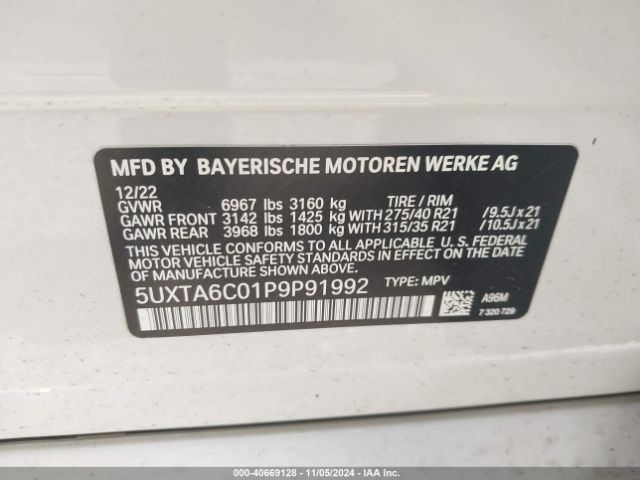 5UXTA6C01P9P91992 BMW X5 Phev Xdrive45e