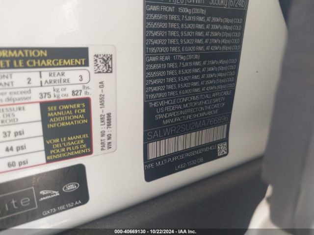 SALWR2SU2MA766896 Land Rover Range Rover Sport Hse Silver Edition Mhev
