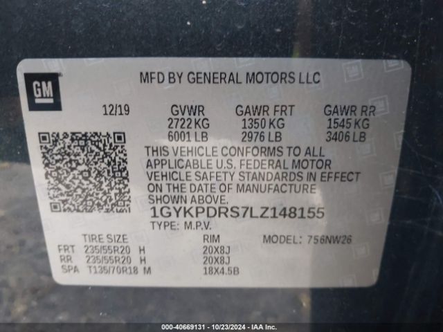 1GYKPDRS7LZ148155 Cadillac Xt6 Awd Premium Luxury