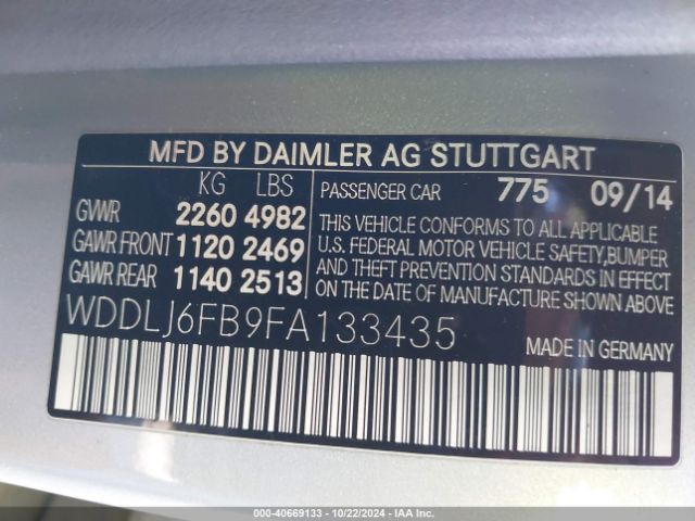 WDDLJ6FB9FA133435 Mercedes-Benz Cls 400