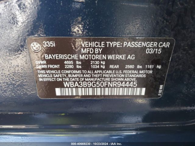 WBA3B9G50FNR94445 BMW 335i Xdrive