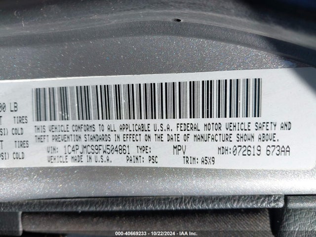 Jeep Cherokee Latitude 2015 1C4PJMCS9FW504861 Image 9