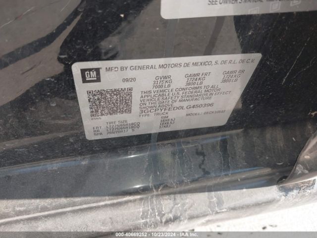 3GCPYFED0LG450396 Chevrolet Silverado 1500 4wd  Short Bed Lt Trail Boss