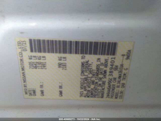1N4AA6AP0GC389401 Nissan Maxima 3.5 Platinum