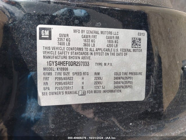 2013 CADILLAC ESCALADE ESV 1GYS4HEF0DR297033 Photo 8