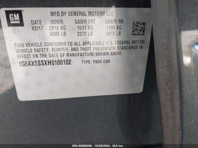 1G6AX5SSXH0188102 Cadillac CTS LUXURY