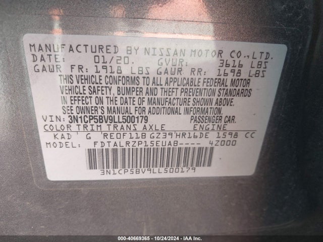 Nissan Kicks S Xtronic Cvt 2020 3N1CP5BV9LL500179 Image 9