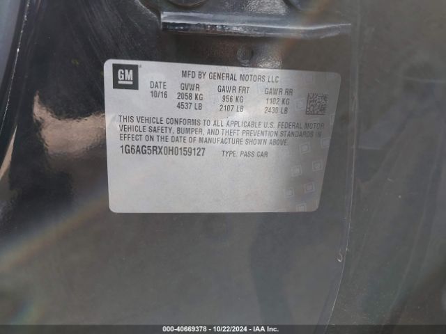 1G6AG5RX0H0159127 Cadillac Ats Standard