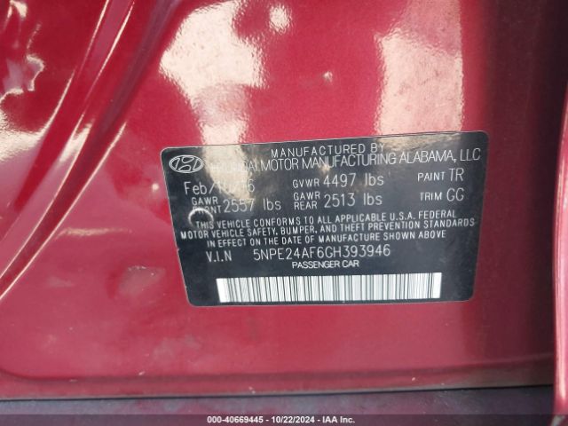 2016 HYUNDAI SONATA 5NPE24AF6GH393946 Photo 8