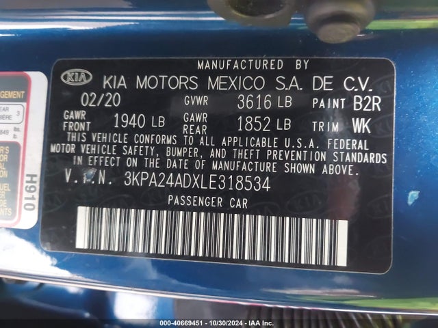 KIA RIO S 2020 3KPA24ADXLE318534 Image 9