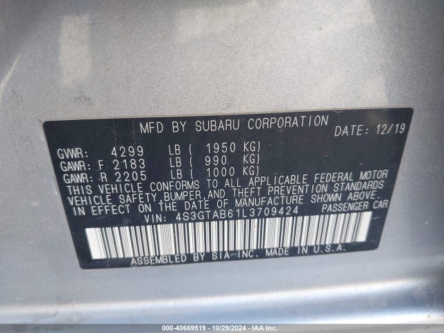4S3GTAB61L3709424 Subaru Impreza 5-door