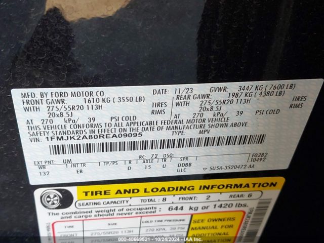 1FMJK2A80REA09095 Ford Expedition Limited Max