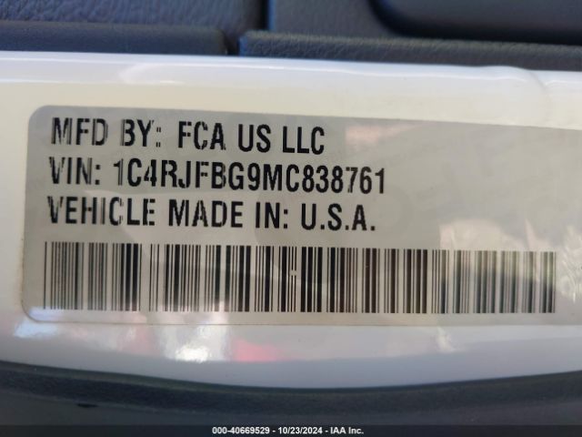 1C4RJFBG9MC838761 Jeep Grand Cherokee Limited X 4x4