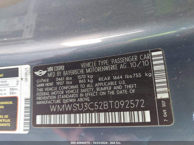 2011 MINI COOPER WMWSU3C52BT092572 Photo 8