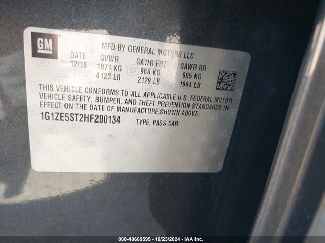 Chevrolet MALIBU 1LT 2017 1G1ZE5ST2HF200134 Image 9