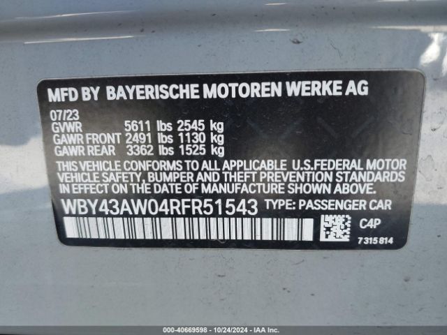 WBY43AW04RFR51543 BMW I4 Edrive35