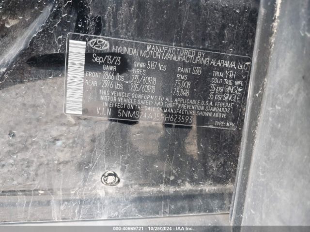 5NMS24AJ5PH623593 Hyundai Santa Fe Sel