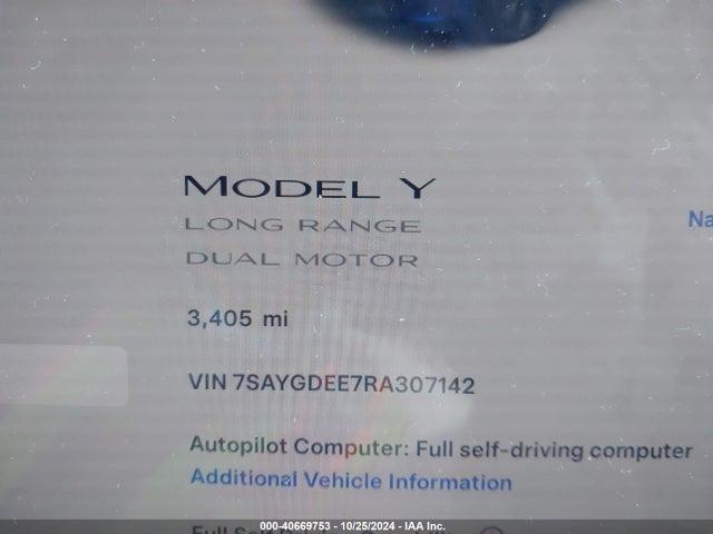 2024 TESLA MODEL Y 7SAYGDEE7RA307142 Photo 6