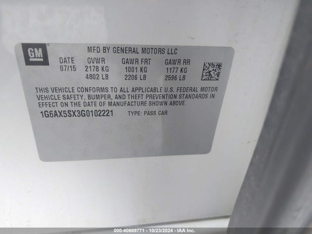 1G6AX5SX3G0102221 Cadillac Cts Luxury Collection