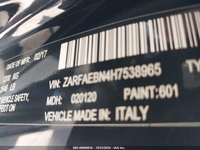 ZARFAEBN4H7538965 Alfa Romeo Giulia Rwd