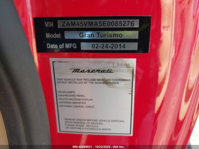 ZAM45VMA5E0085276 Maserati Granturismo Mc/sport