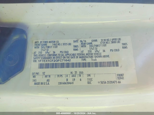 Ford F-150 Xl 2016 1FTEX1CF2GFC71642 Image 9