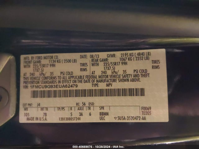 Ford ESCAPE SE 2014 1FMCU9G93EUA62479 Image 9