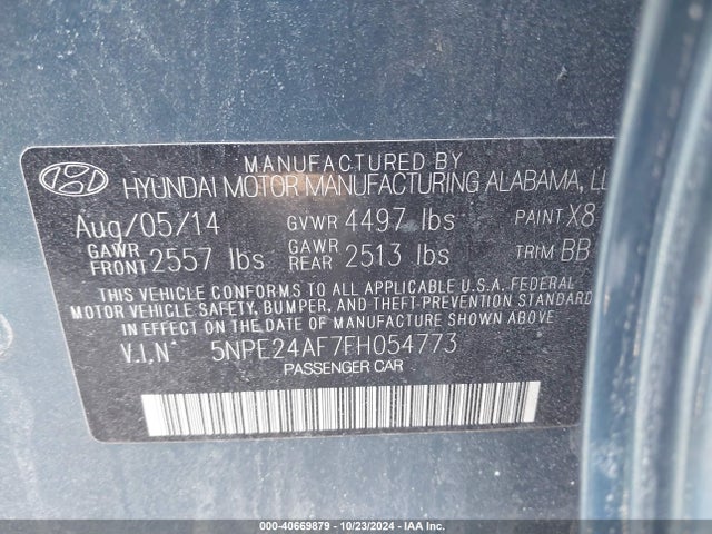 Hyundai SONATA SE 2015 5NPE24AF7FH054773 Image 9