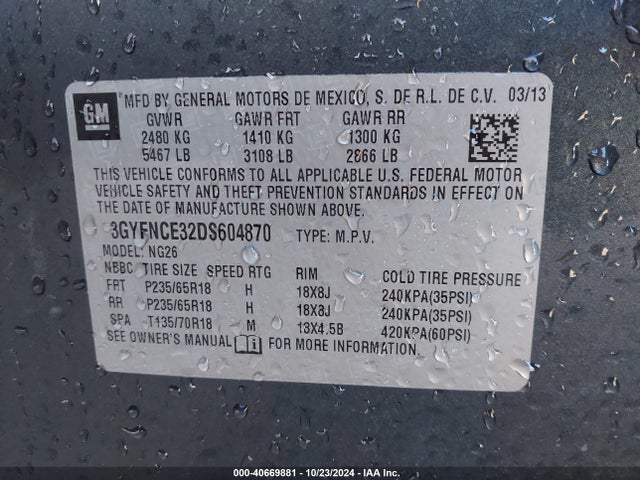 2013 CADILLAC SRX 3GYFNCE32DS604870 Photo 8