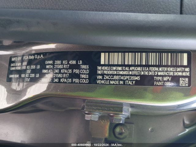 ZACCJBBT4GPE35945 Jeep Renegade Latitude