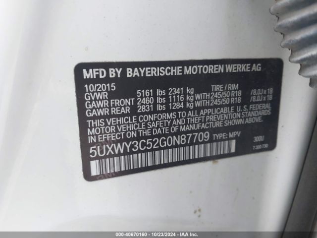 5UXWY3C52G0N87709 BMW X3 Xdrive28d