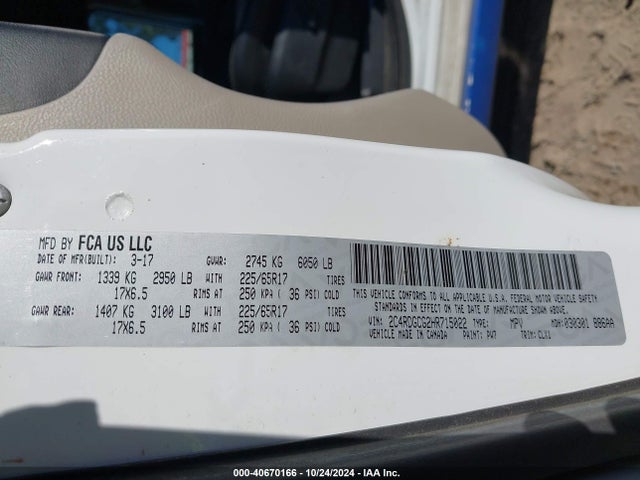 Dodge Grand Caravan Sxt 2017 2C4RDGCG2HR715022 Image 9