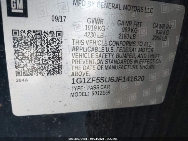 1G1ZF5SU6JF141620 Chevrolet MALIBU HYBRID