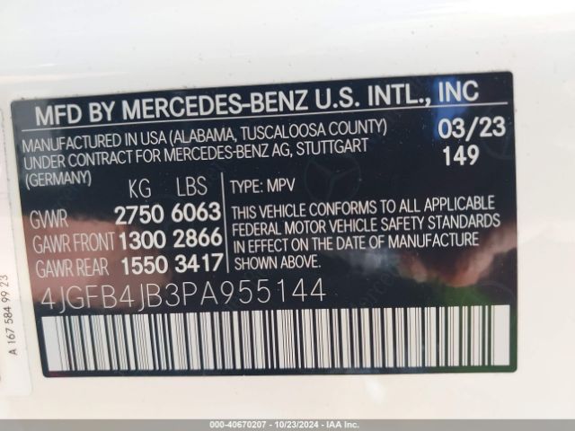 4JGFB4JB3PA955144 Mercedes-Benz GLE 350