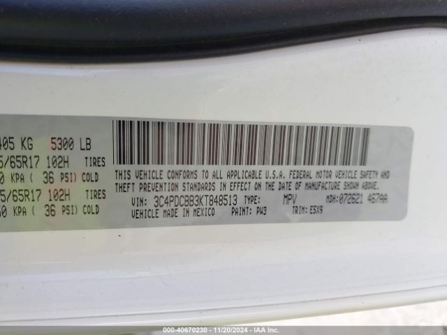 3C4PDCBB3KT848513 Dodge JOURNEY SE