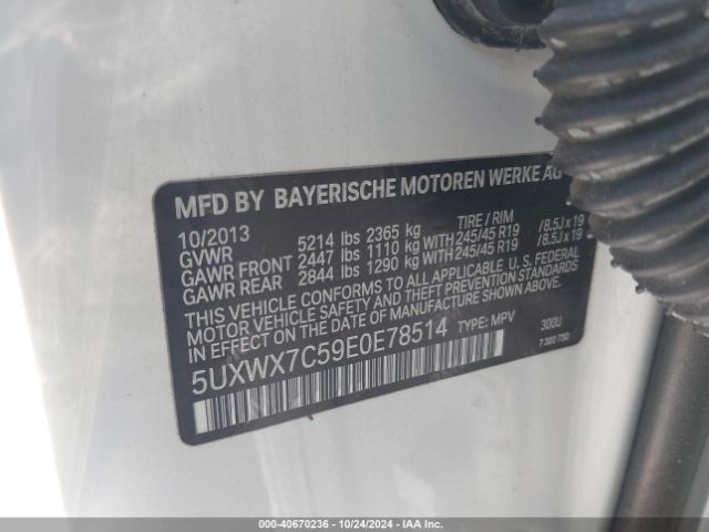 5UXWX7C59E0E78514 BMW X3 Xdrive35i