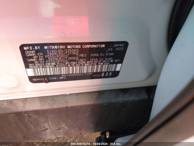 JA4J3VA80RZ011306 Mitsubishi Outlander Se 2.5 2wd