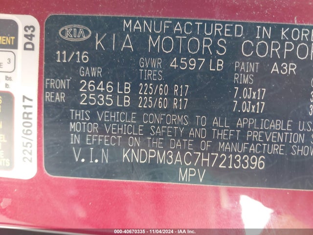 KIA Sportage Lx 2017 KNDPM3AC7H7213396 Image 9