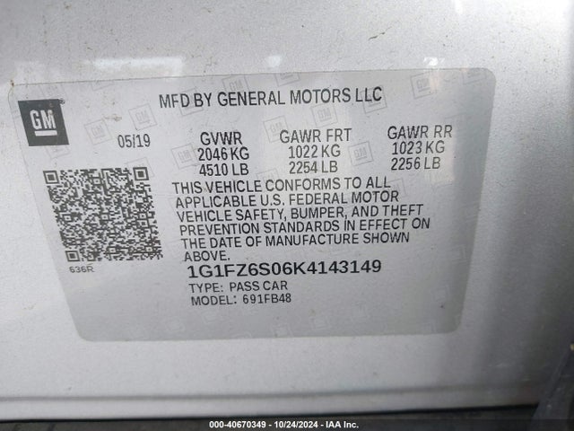 Chevrolet Bolt Ev Premier 2019 1G1FZ6S06K4143149 Image 9