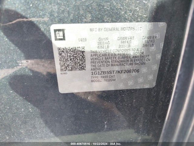 Chevrolet Malibu 1ls 2019 1G1ZB5ST7KF206706 Image 9
