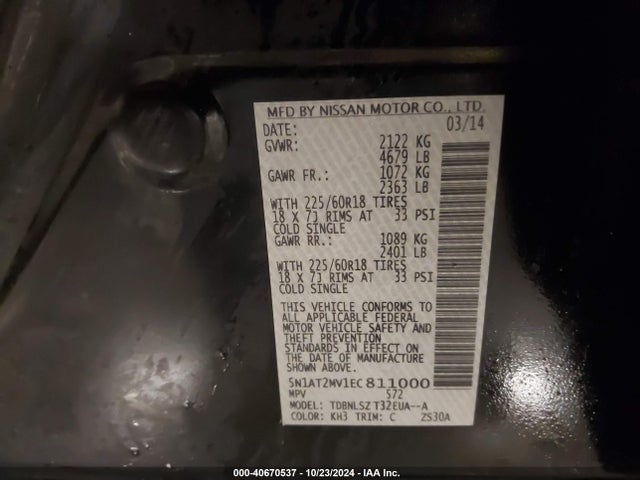 Nissan Rogue Sl 2014 5N1AT2MV1EC811000 Image 9