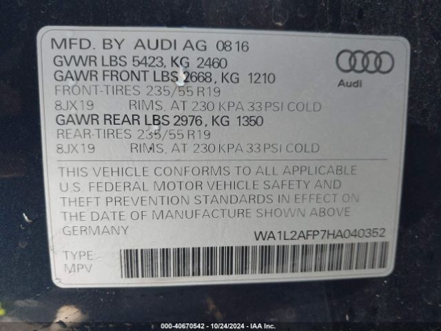 WA1L2AFP7HA040352 Audi Q5 2.0t Premium