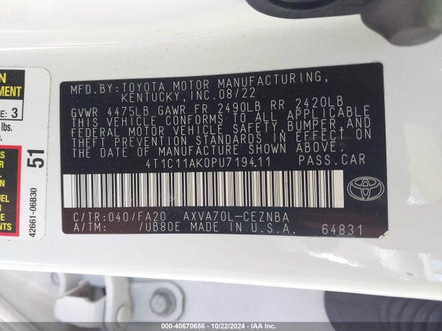 Toyota CAMRY LE 2023 4T1C11AK0PU719411 Image 9