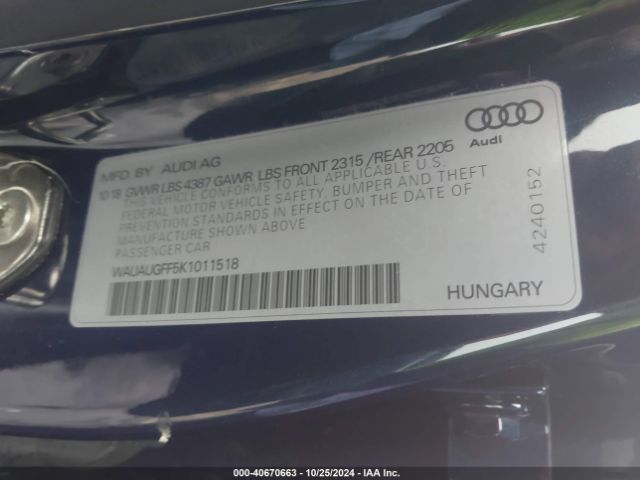WAUAUGFF5K1011518 Audi A3 40 Premium/40 Titanium Premium