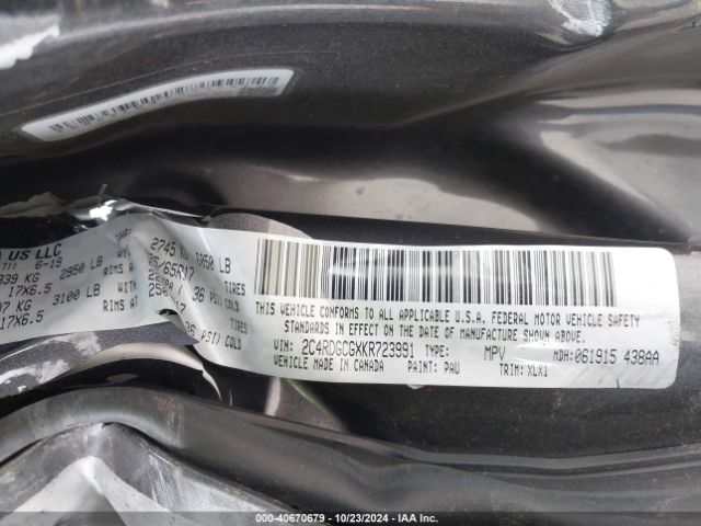 2C4RDGCGXKR723991 Dodge Grand Caravan Sxt