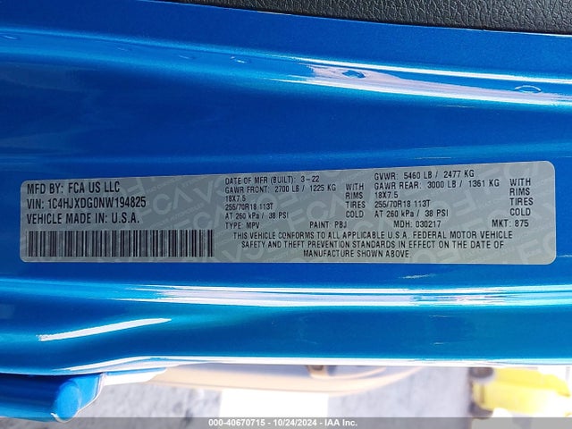 1C4HJXDG0NW194825 Jeep Wrangler Unlimited Sport Altitude 4x4