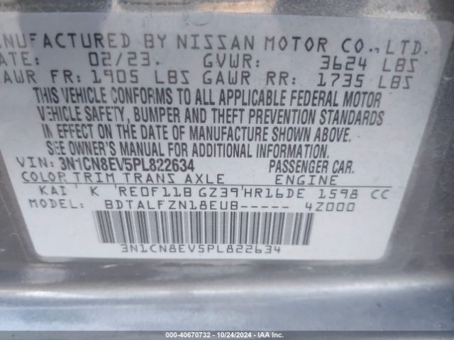 3N1CN8EV5PL822634 Nissan Versa 1.6 Sv Xtronic Cvt