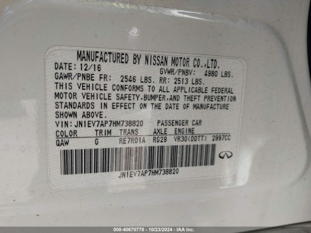 JN1EV7AP7HM738820 Infiniti Q50 3.0t Premium
