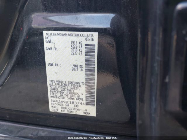 1N4AL3AP7GC183744 Nissan Altima 2.5 Sr