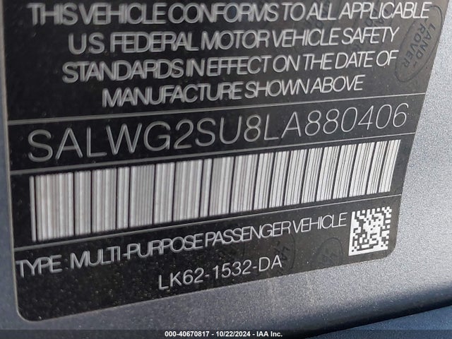 SALWG2SU8LA880406 Land Rover Range Rover Sport Se Mhev